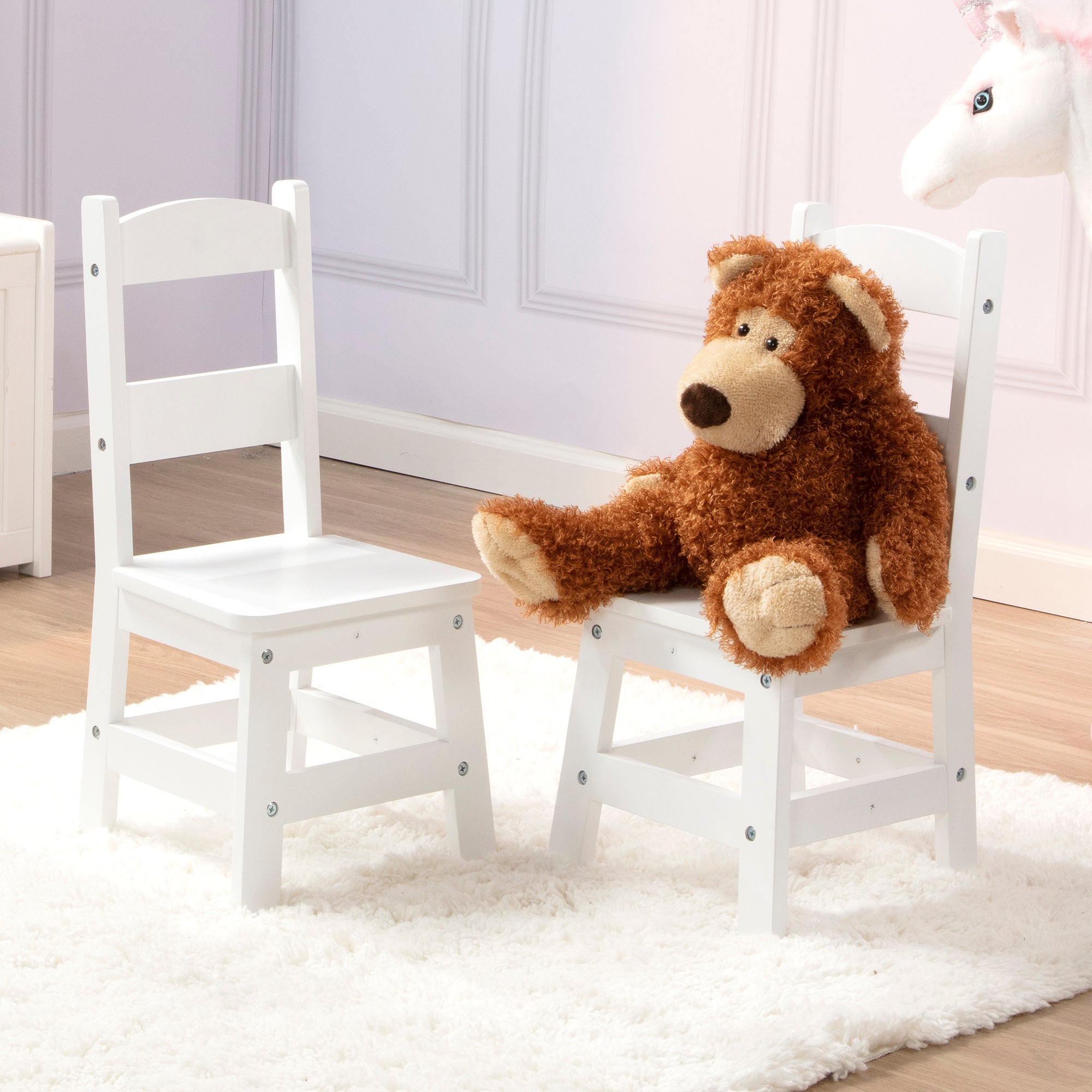 Wooden Chair Pair - White - Image 9