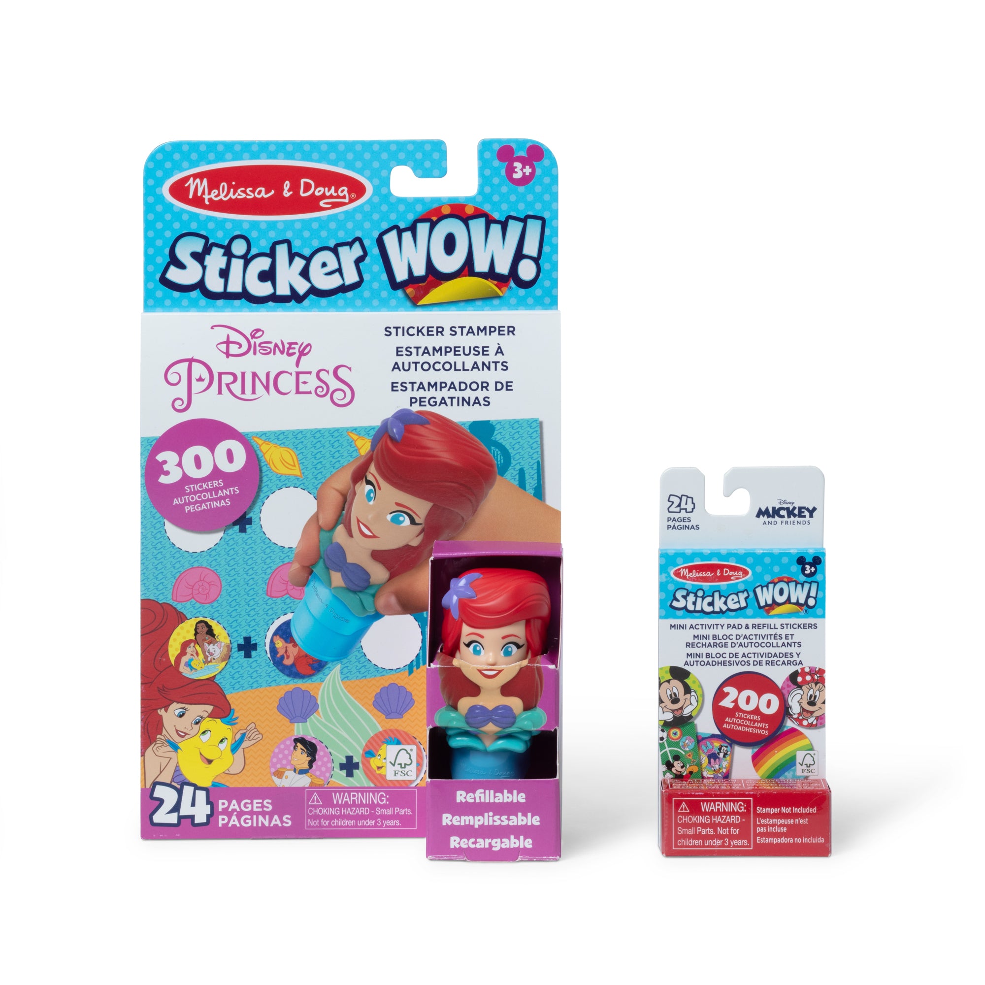 Sticker WOW!? Disney Ariel Bundle: Activity Pad & Sticker Stamper + Mini Activity Pad and 200 Refill Stickers