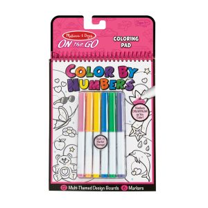 On the Go Color by Numbers Kids' Design Boards With 6 Markers - Unicorns. Ballet. Kittens. and More