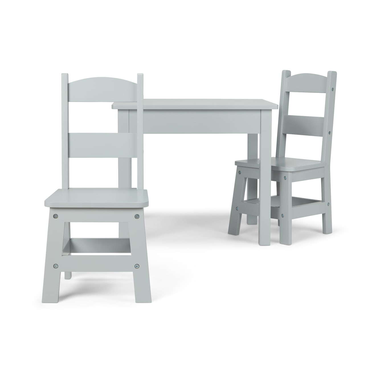 Wooden Table & 2 Chairs - Gray - Image 3
