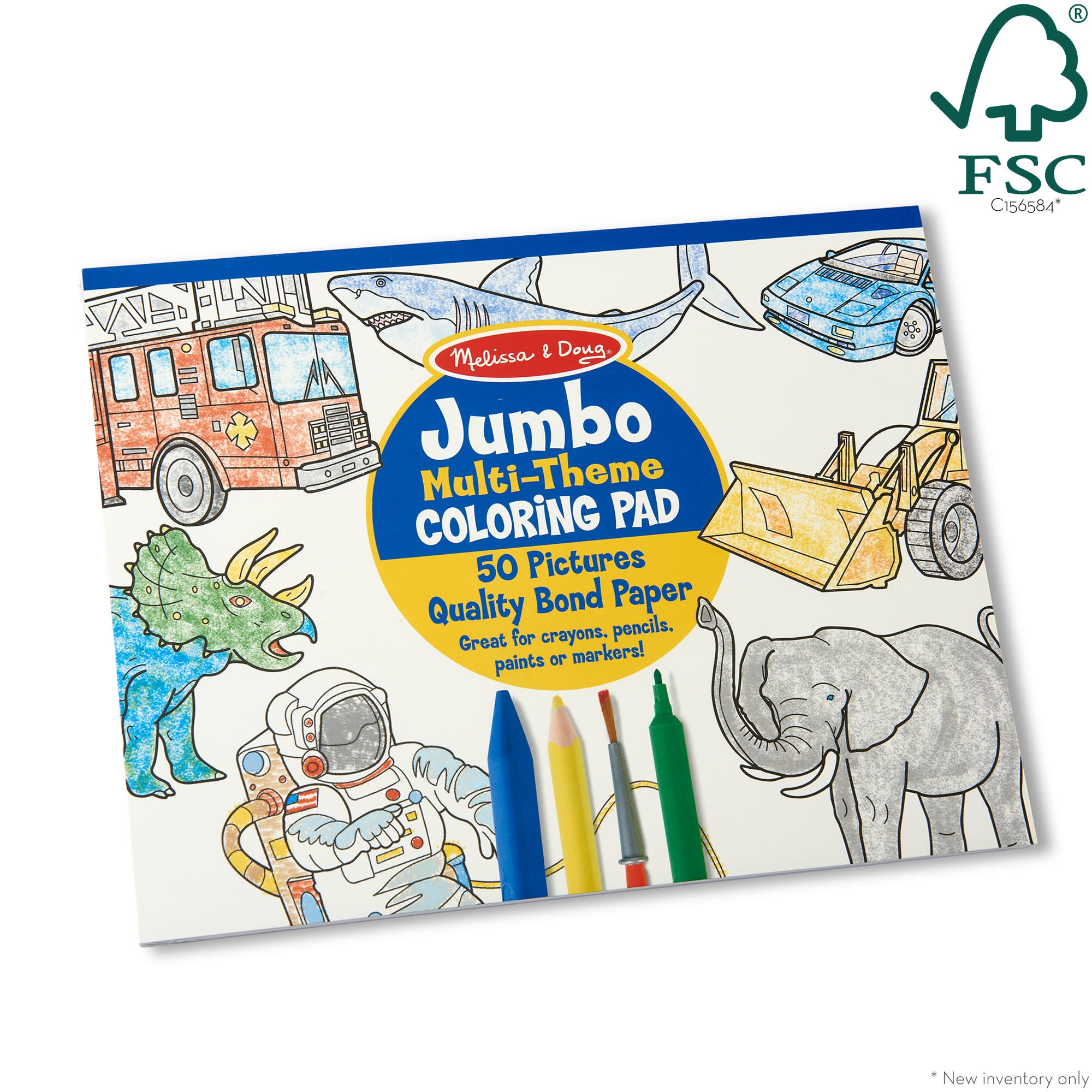 Jumbo 50-Page Kids' Coloring Pad - Space. Sharks. Sports. and More - Image 3